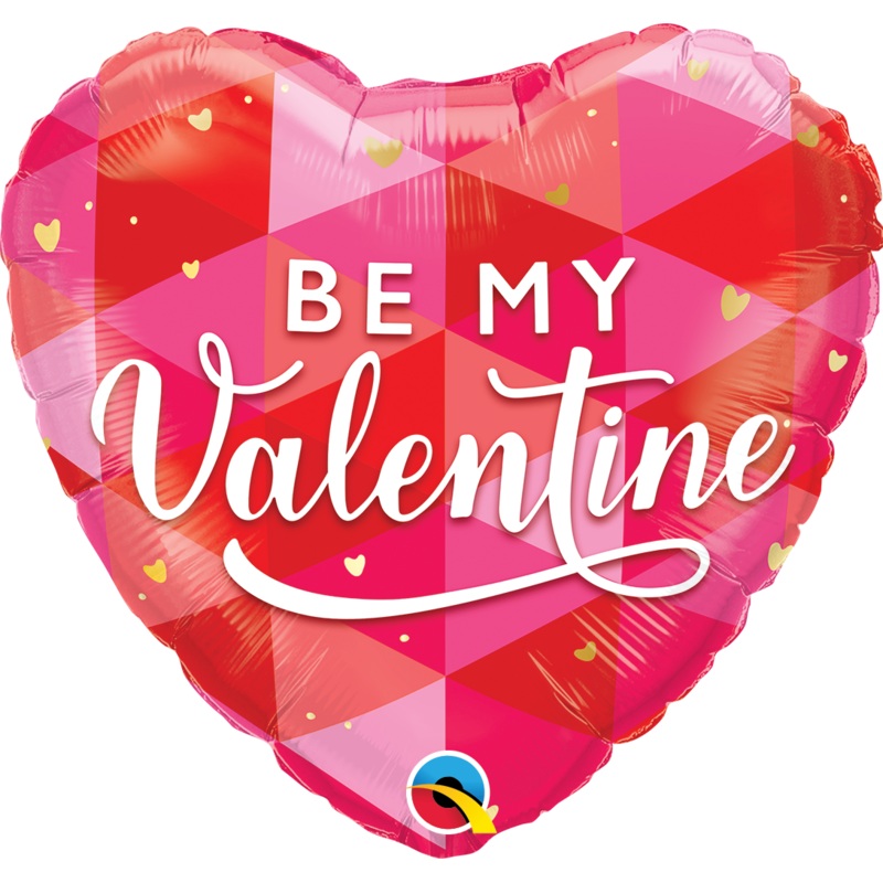 18" Be My Valentine Geometric Foil Balloon