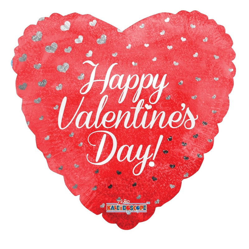 18" Happy Valentine's Day Hearts Holographic Balloon