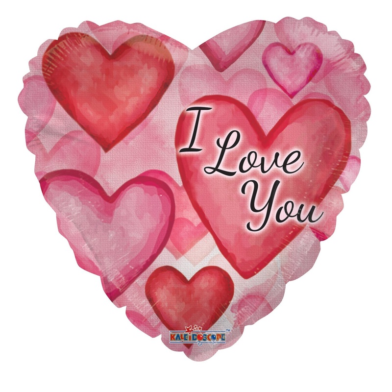 18" I Love You Watercolor Hearts Balloon