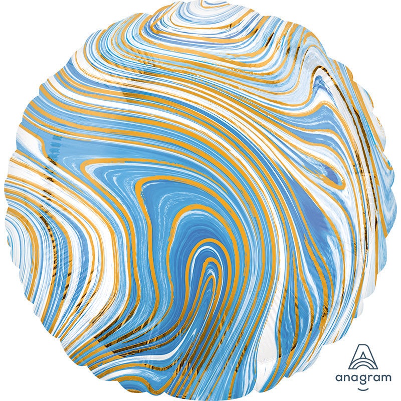18" Marblez Blue Circle Foil Balloon