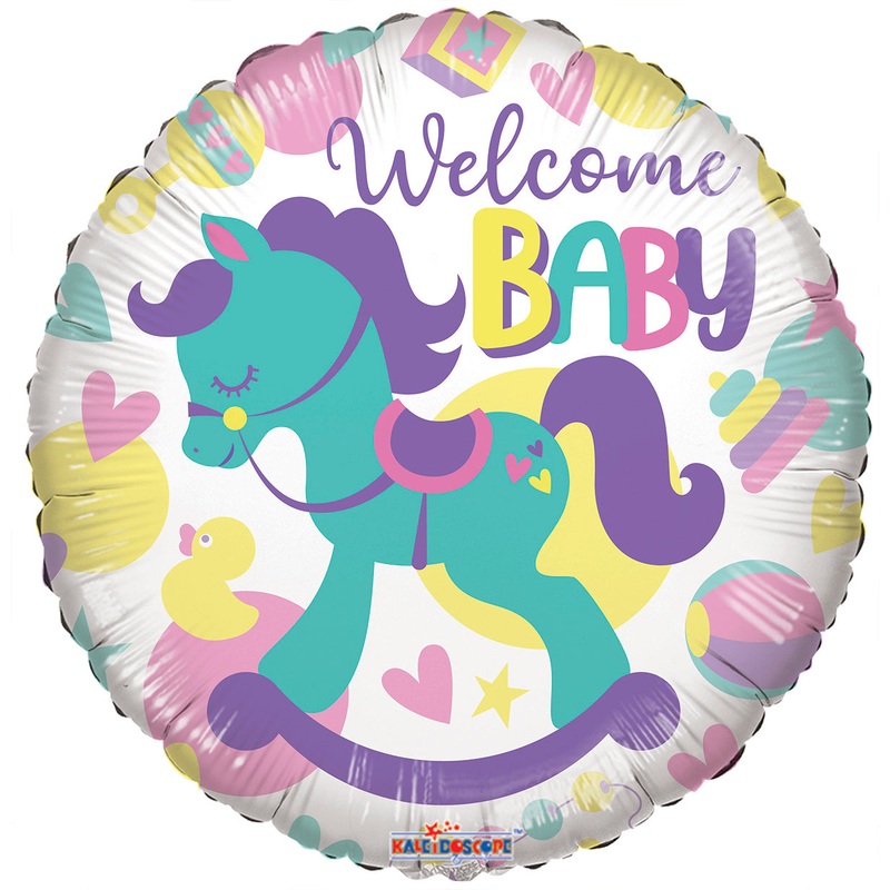 18" Welcome Baby Rocking Horse Gellibean Foil Balloons
