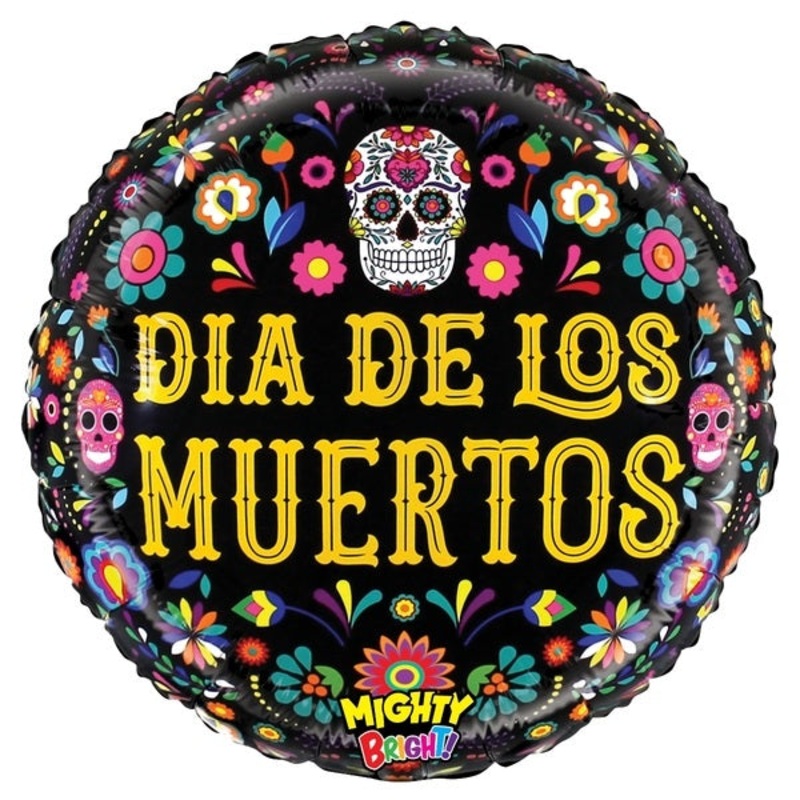 21" Mighty Bright Mighty Floral Dia De Los Muertos Foil Balloon