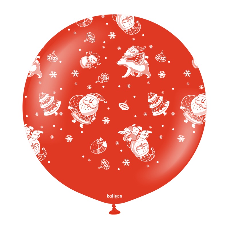 24" Christmas Santa Claus Red Kalisan Printed Latex Balloons (1 Per Bag)