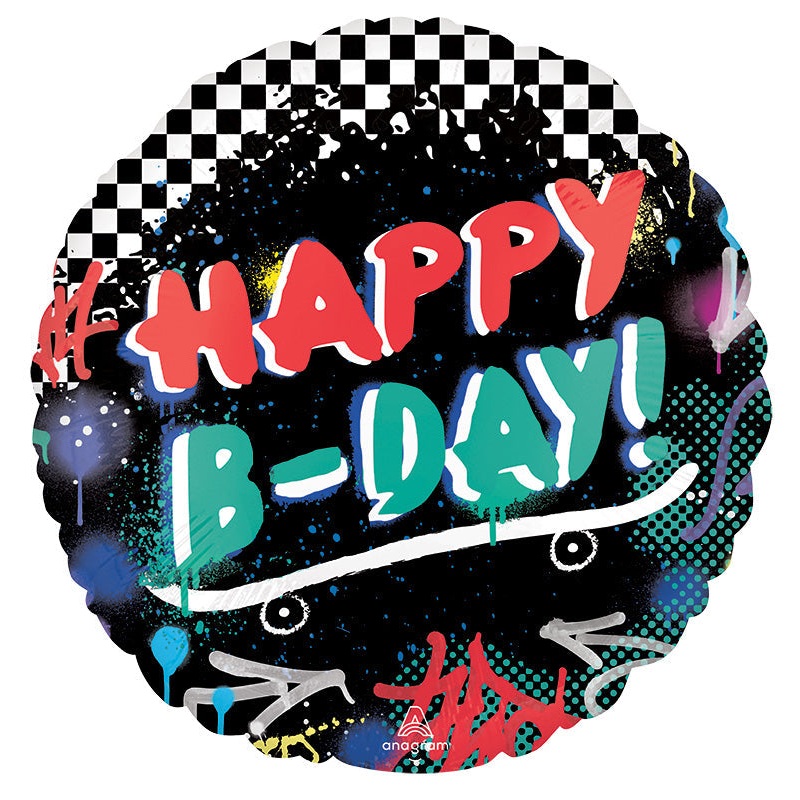 28" Happy Birthday Skater Party Foil Balloon