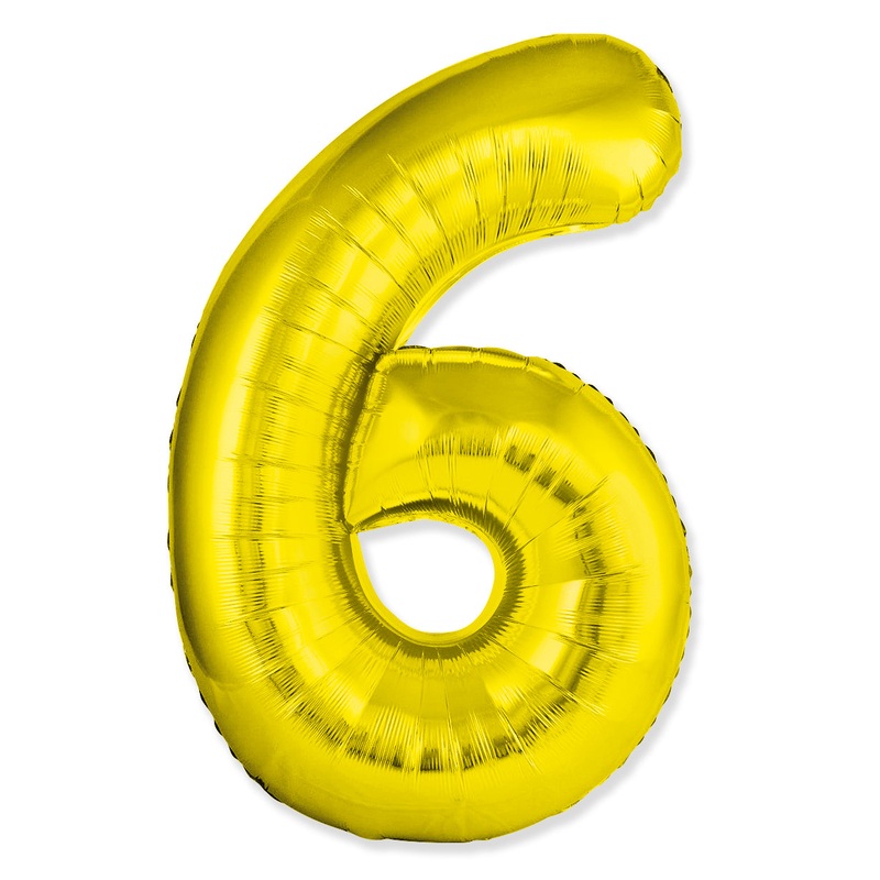 32" Inflated (40" Uninflated Approx) Number "6" Slimmer Design Gold Brand Flexmetal