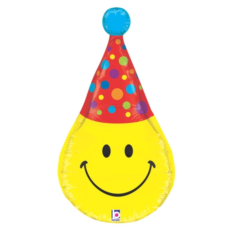 33" Multi-Sided Smiley Party Hat Balloon