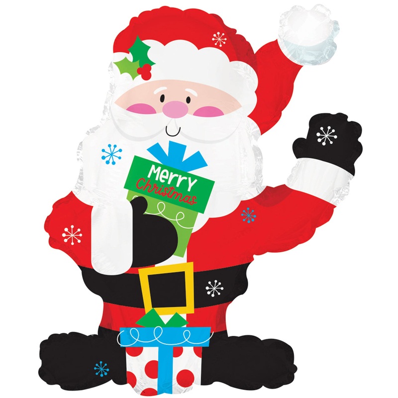 36" Merry Christmas Santa and Gifts Foil Balloon