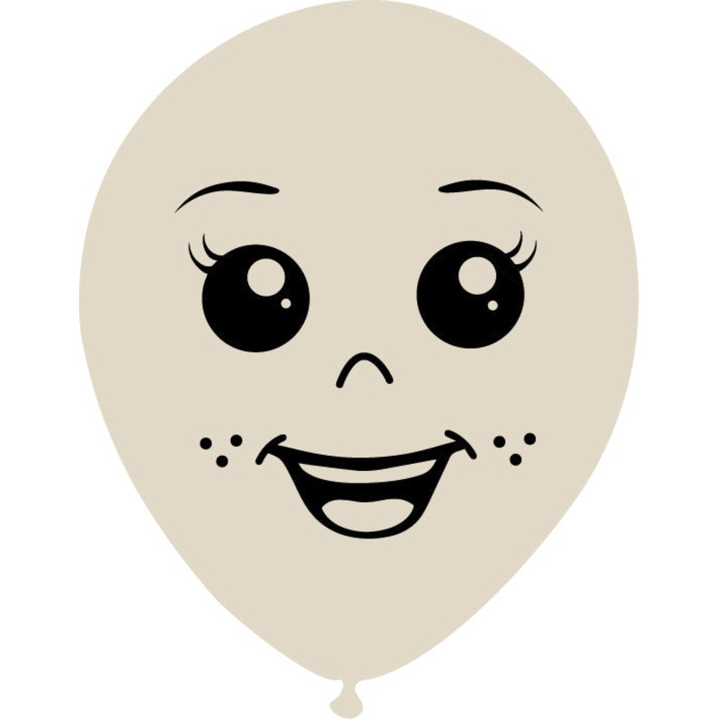 5" Latex Balloons Single Sided (25 Per Bag) Face Print 04 Decomex Sand