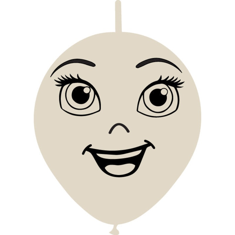 6" Linking Latex Balloons Single Sided (25 Per Bag) Face Print 07 Decomex Sand