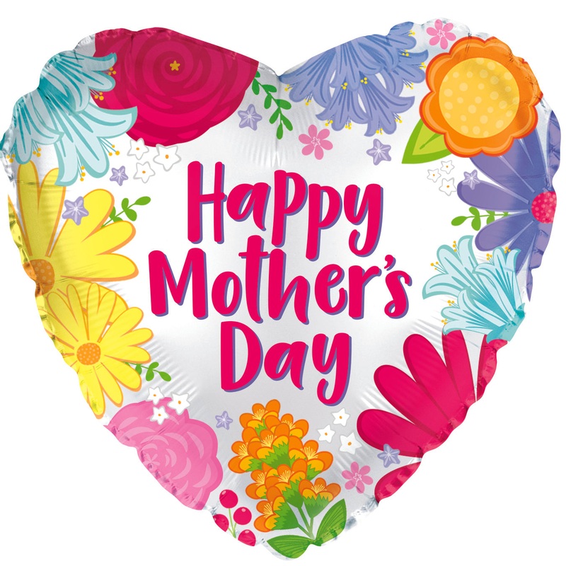 9" Airfill Only Happy Mother's Day In Flower Surround Foil Balloon