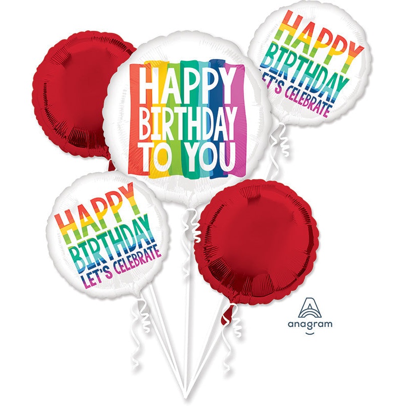 Bouquet Happy Birthday Rainbow Wishes Foil Balloon