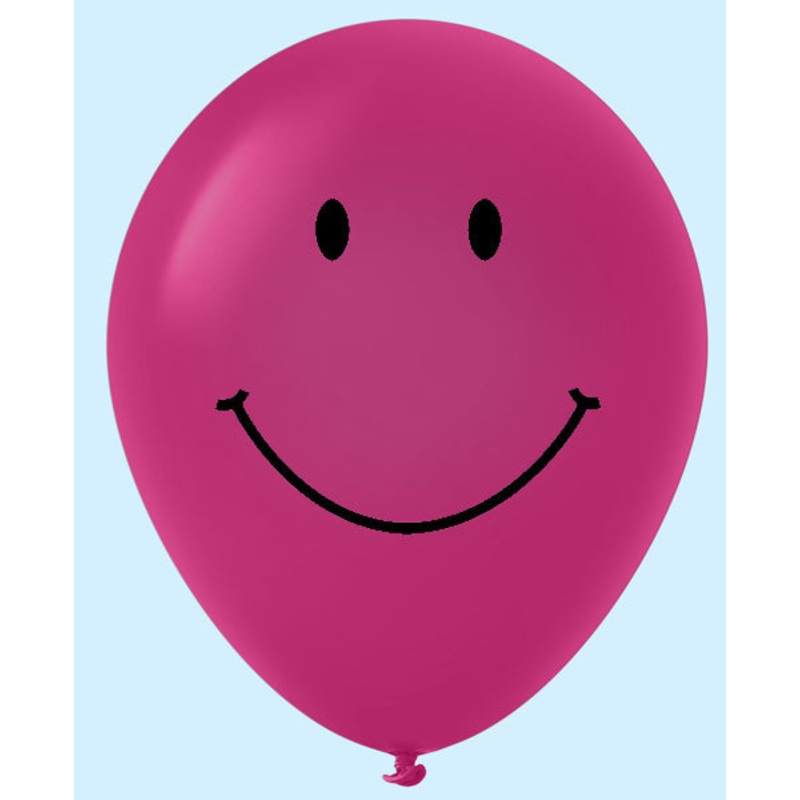 11" Smiley Face Latex Balloons (25 Count) Dark Magenta