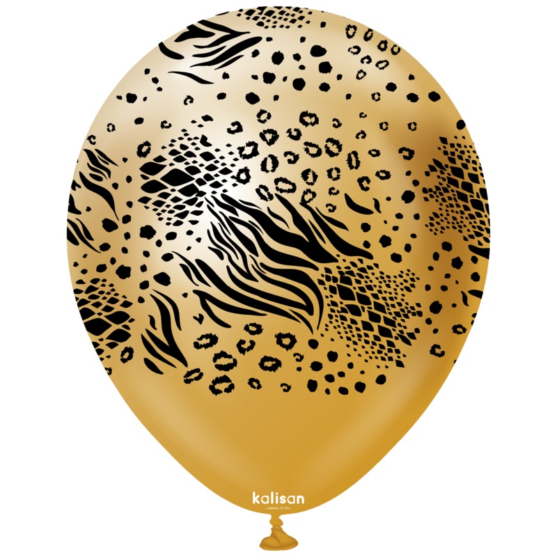12" Balloons Printed Mutant Safari Mirror Gold Kalisan (25 Per Bag)