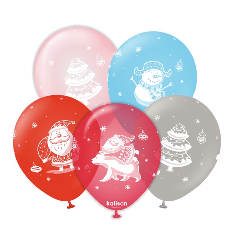 12" Christmas Santa Claus Kalisan Printed Latex Balloons (25 Per Bag)