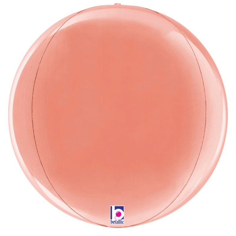 15" Multi-Sided (22" Deflated) Dimensionals Rose Gold Globe Foil Balloon