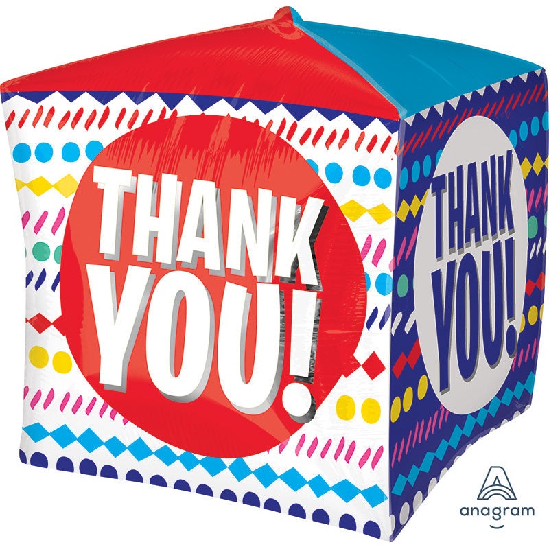 15" Thank You Streamers UltraShape Cubez Foil Balloon