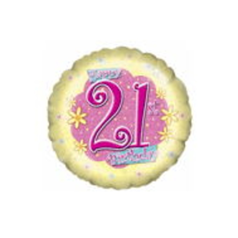 18" 21st Birthday Flower Power Balloon