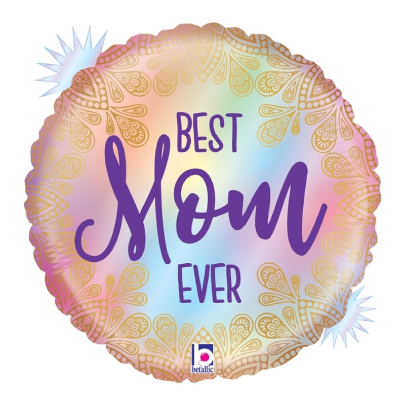 18" Foil Balloon Holographic Opal Best Mom