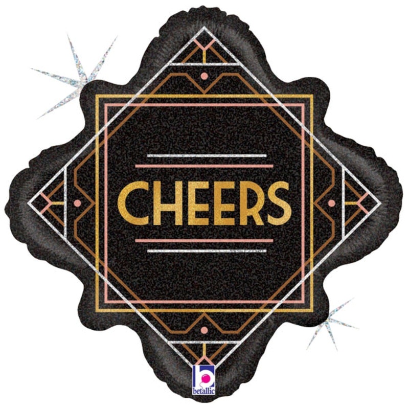 18" Foil Holographic Art Deco Cheers Foil Balloon