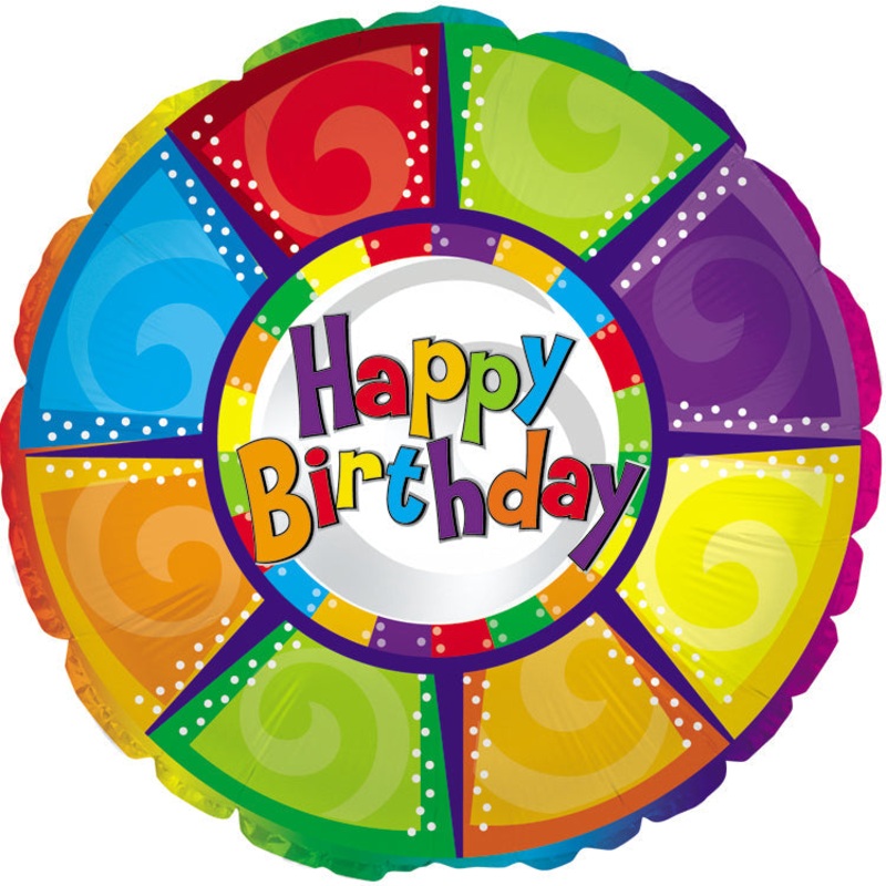 18" Happy Birthday Colorful Pieces Balloon