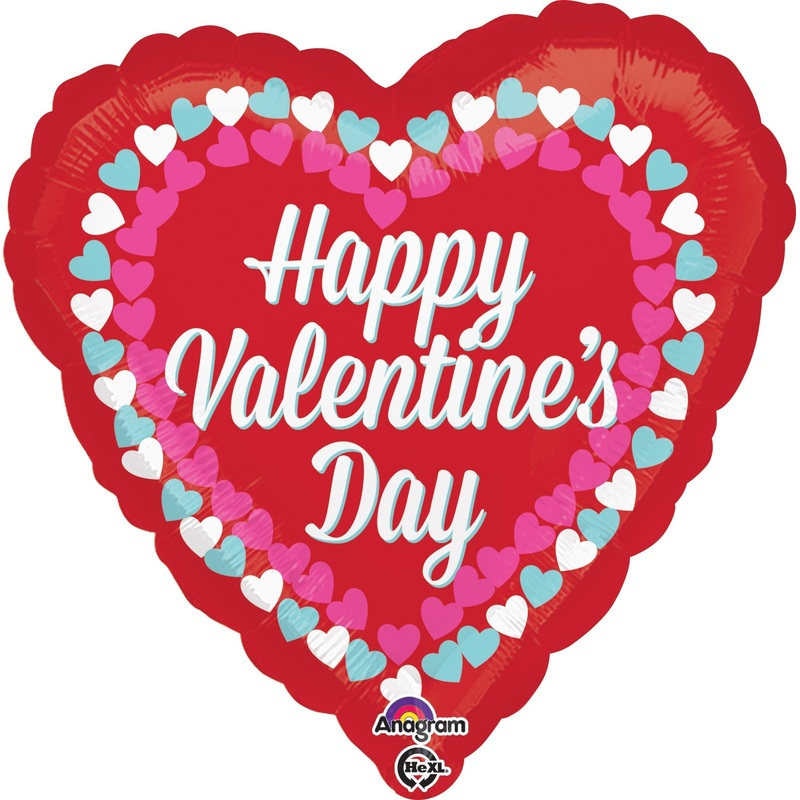 18" Happy Valentine's Day Heart Border Balloon