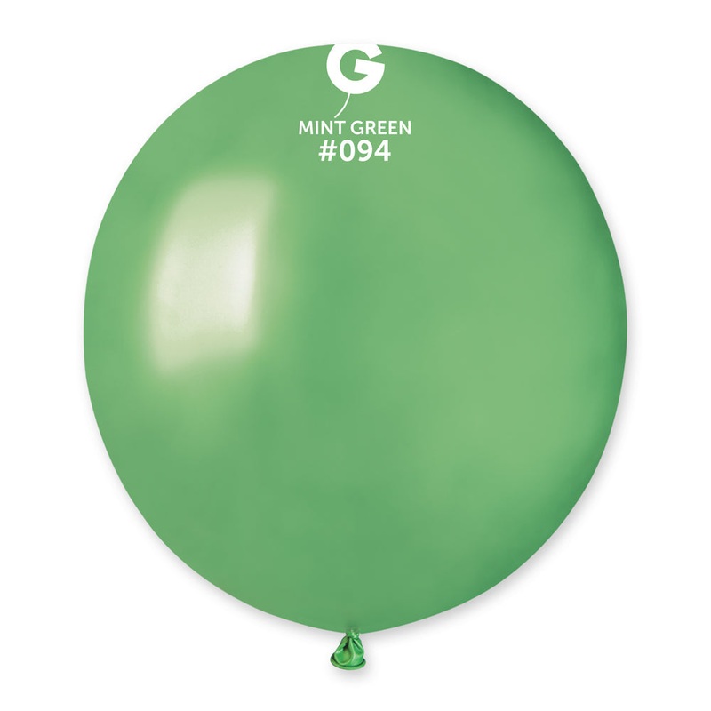 19" Gemar Latex Balloons (Bag of 25) Metallic Mint Green