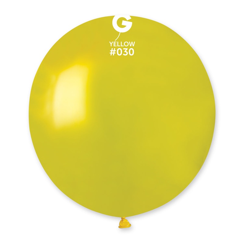 19" Gemar Latex Balloons (Bag of 25) Metallic Yellow