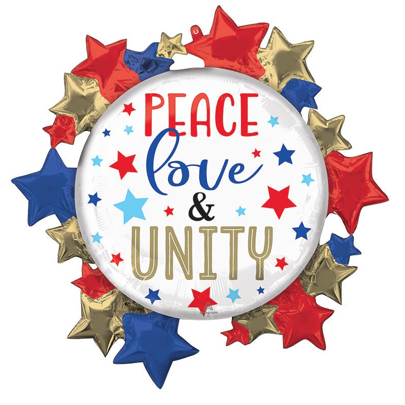 30" SuperShape Peace Love Unity Stars Foil Balloon
