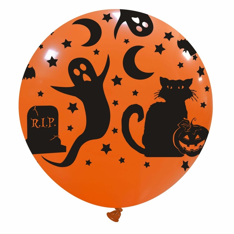 32" Cat & Ghost All Around (1 Per Bag) Cattex Brand Printed Latex Balloons