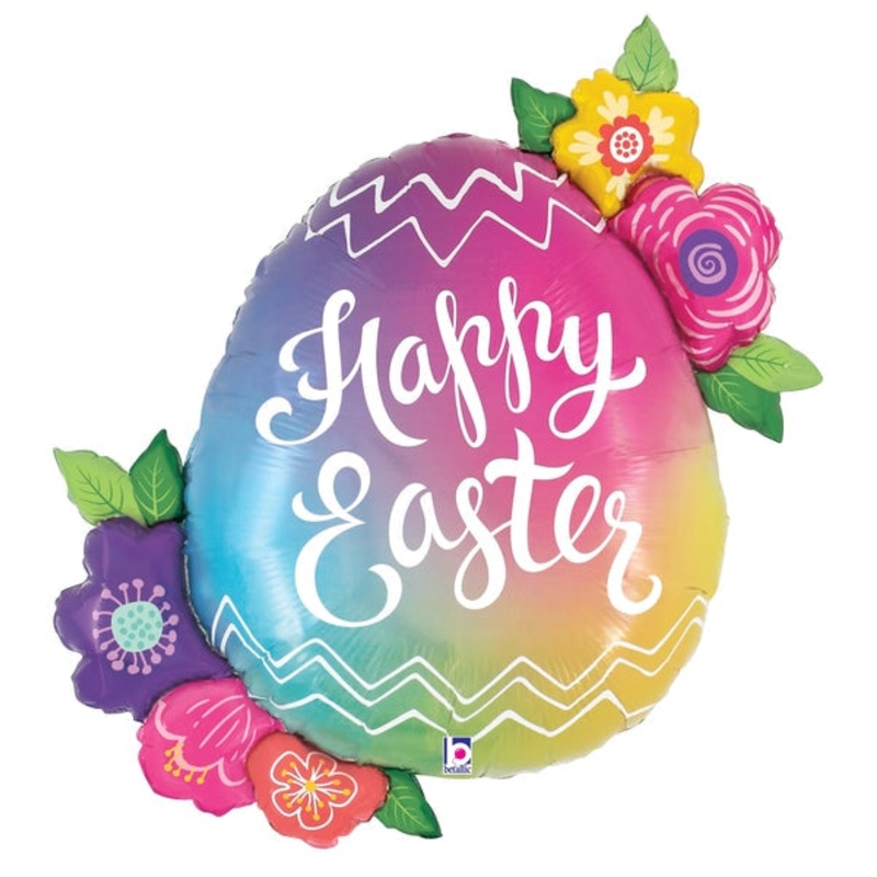 35" Foil Shape Easter Egg Flowers Foil Balloon