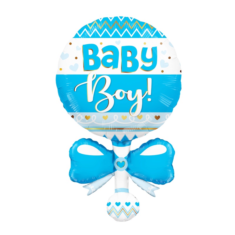 36" Baby Rattle Blue Shape Foil Balloon
