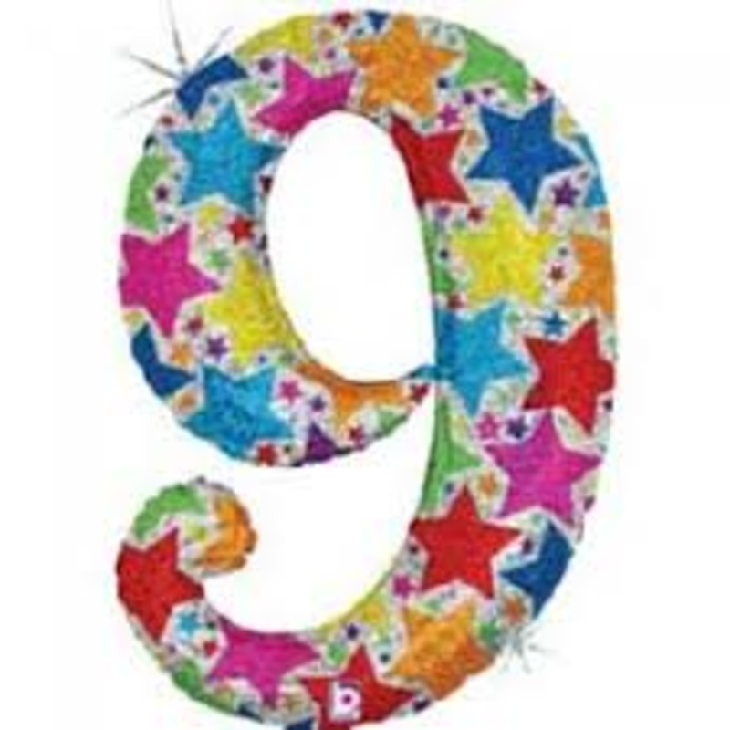 40" (34" Inflated) Designer Megaloon Holographic Number 9 Balloon