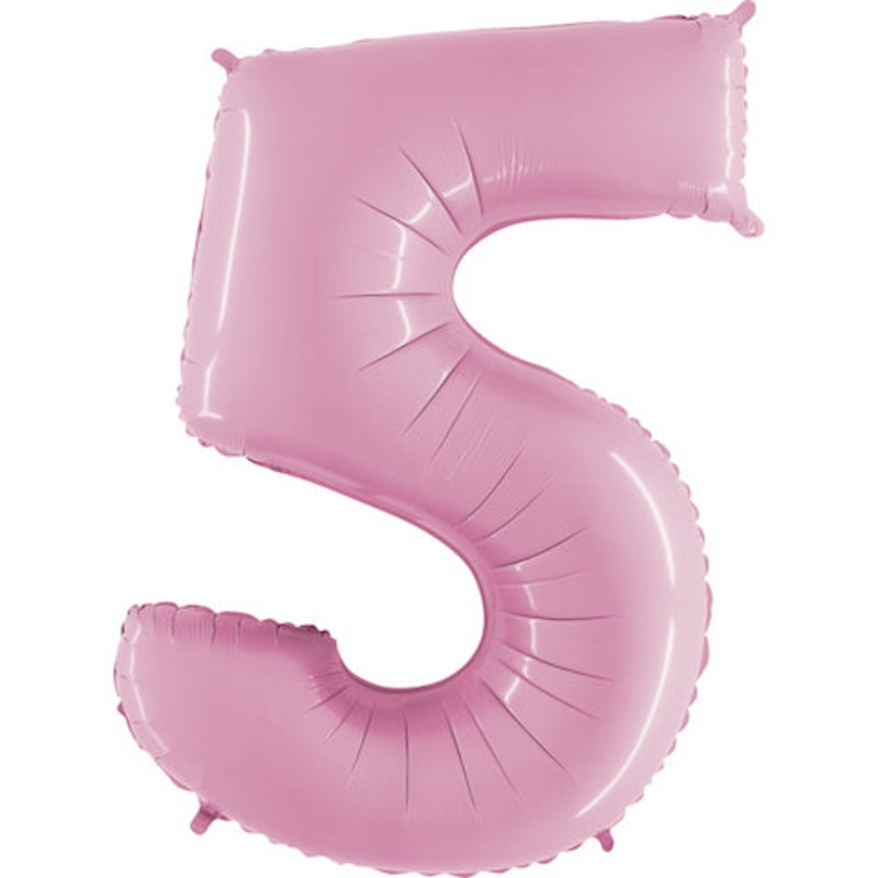40" (34" Inflated) Megaloon Foil Shape Number 5 Baby Pink Balloon
