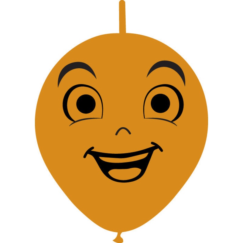 6" Linking Latex Balloons Single Sided (25 Per Bag) Face Print 06 Decomex Mocha Brown