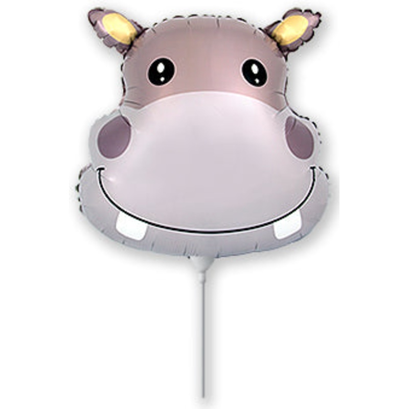 9" Airfill Only Hippo Head Mini Foil Balloon