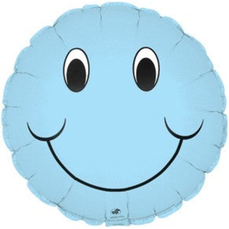 9" Airfill Only Smiley Face Pastel Blue Balloon