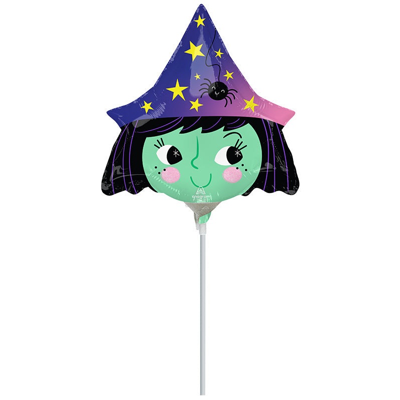 Airfill Only Mini Shape Halloween Witch Foil Balloon
