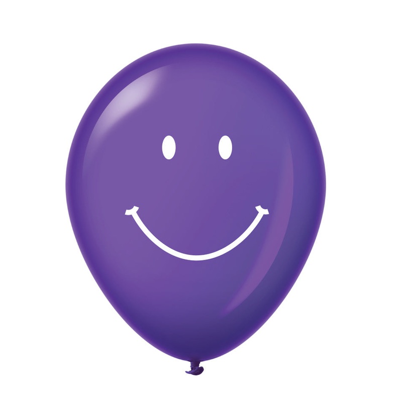 11" Smiley Face Latex Balloons (25 Count) Purple