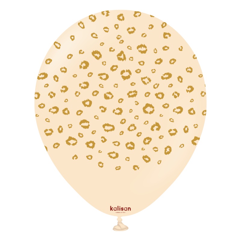12" Kalisan Printed Leopard Blush (Print Color: Gold) (25 Per Bag) Latex Balloons