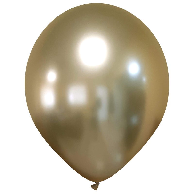 13" Cattex Titanium (Chrome/Mirror) Light Gold Latex Balloons (50 Per Bag)