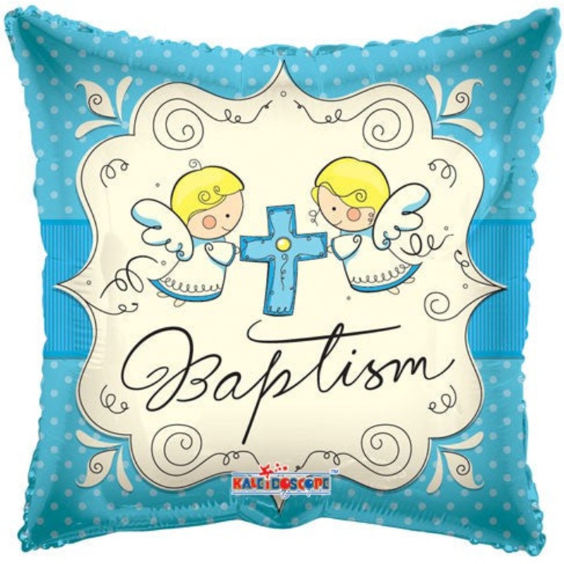 18" Cute Angels Baptism Boy Balloon