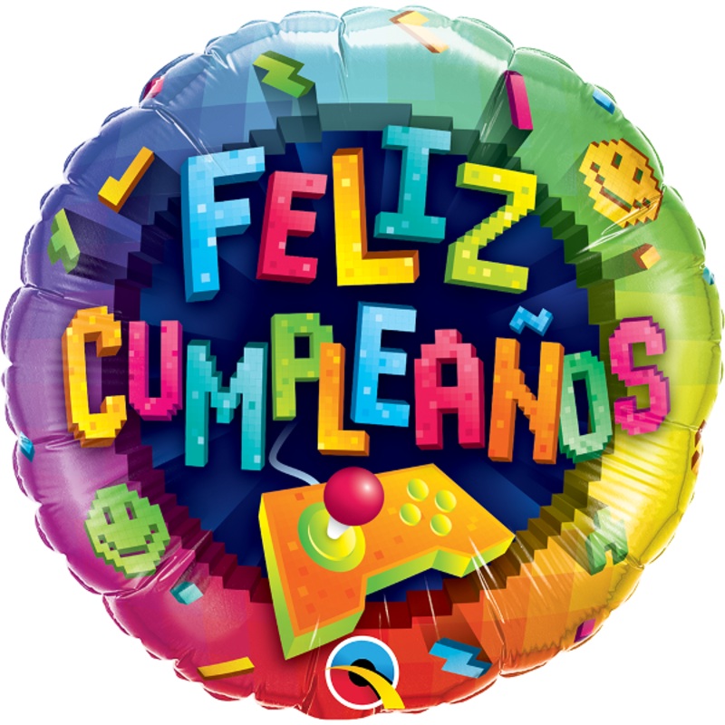 18" Feliz Cumpleaos Videogame Foil Balloon (Spanish)