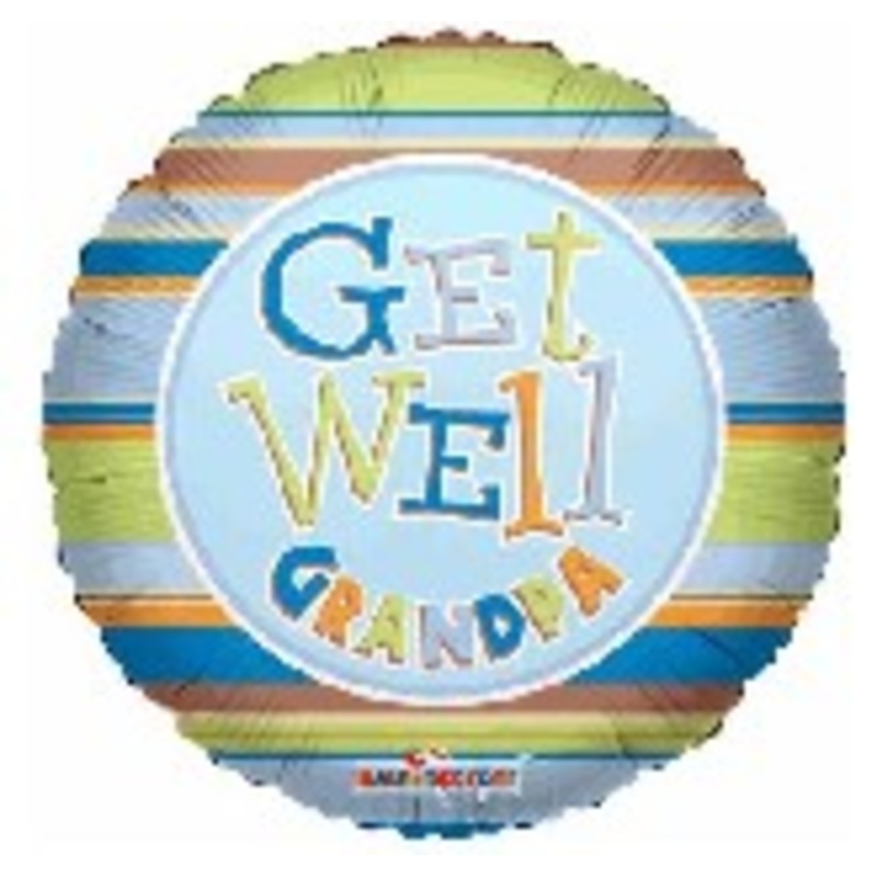 18" Get Well Grandpa Stripes Balloon