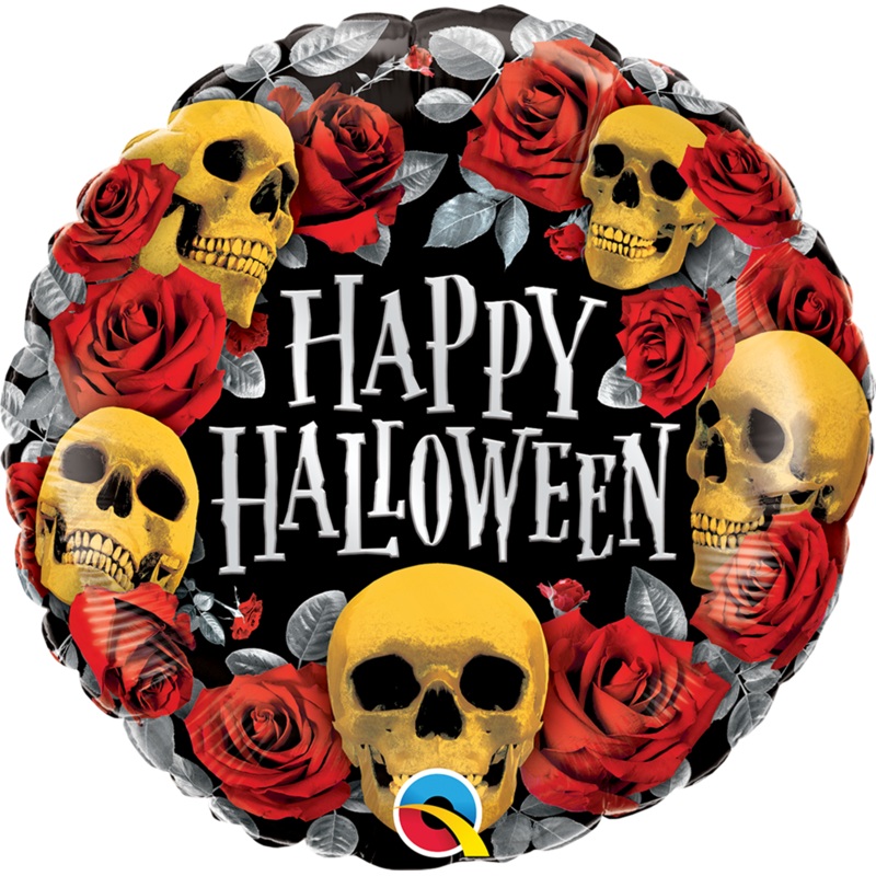 18" Halloween Golden Skulls Foil Balloon