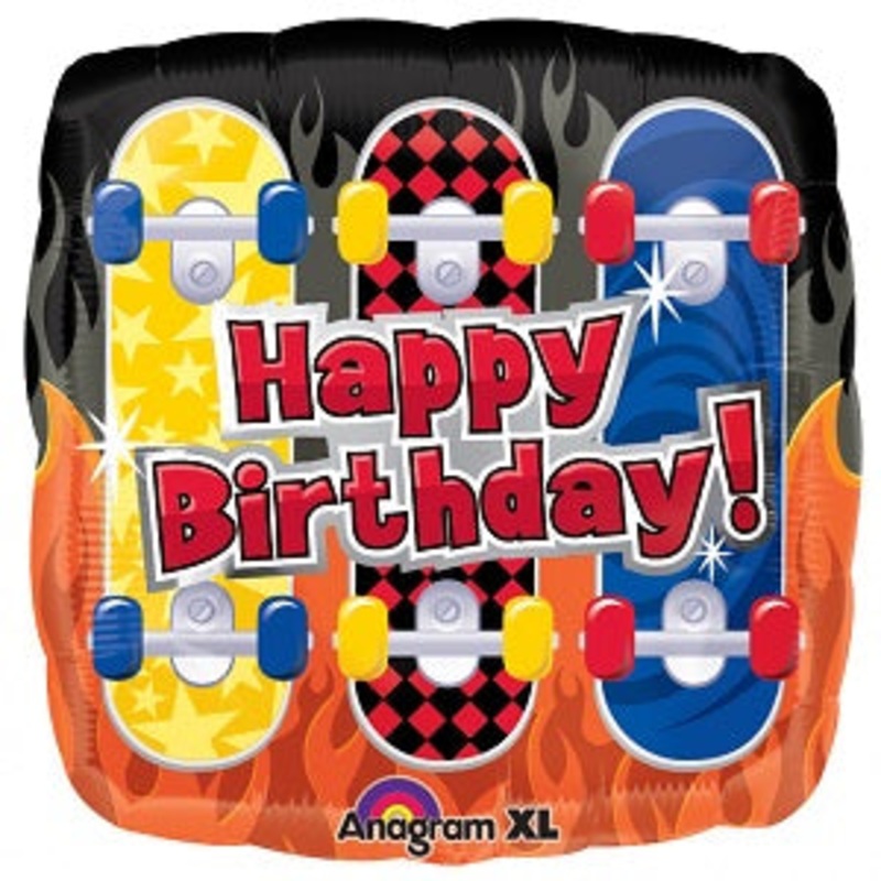 18" Happy Birthday Skateboards Balloon