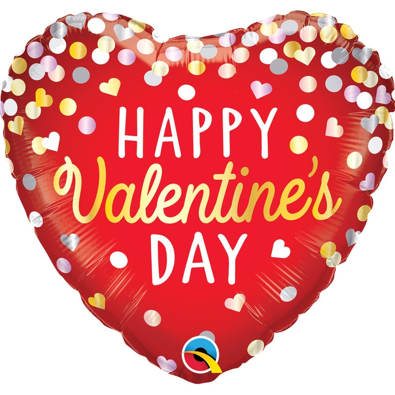 18" Heart Valentine's Confetti Red Foil Balloon