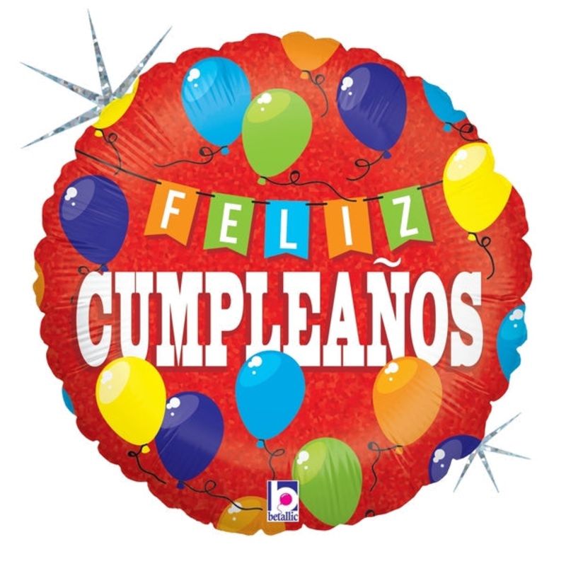 18" Holographic Fiesta de Cumpleaos Foil Balloon