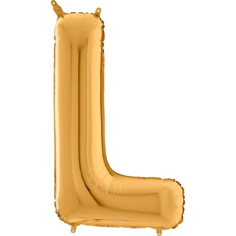 26" Midsize Letter Shape L Gold Foil Balloon