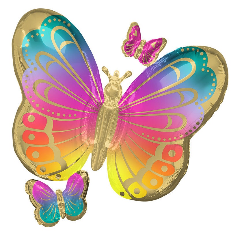 29" SuperShape Colorful Butterflies Foil Balloon