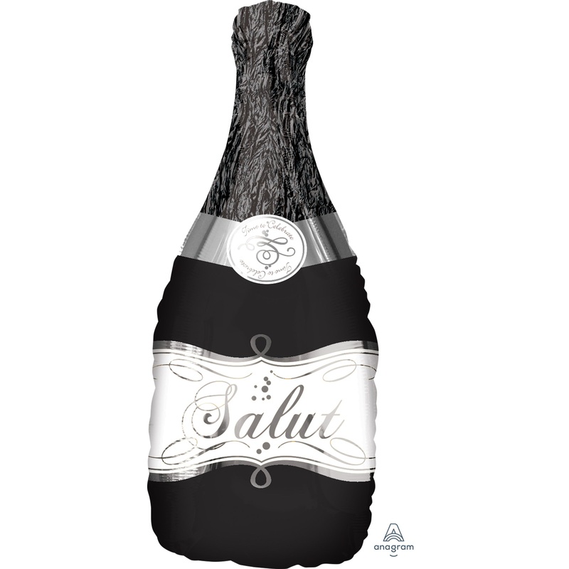 36" Jumbo Bubbly Wine Bottle Black Balloon